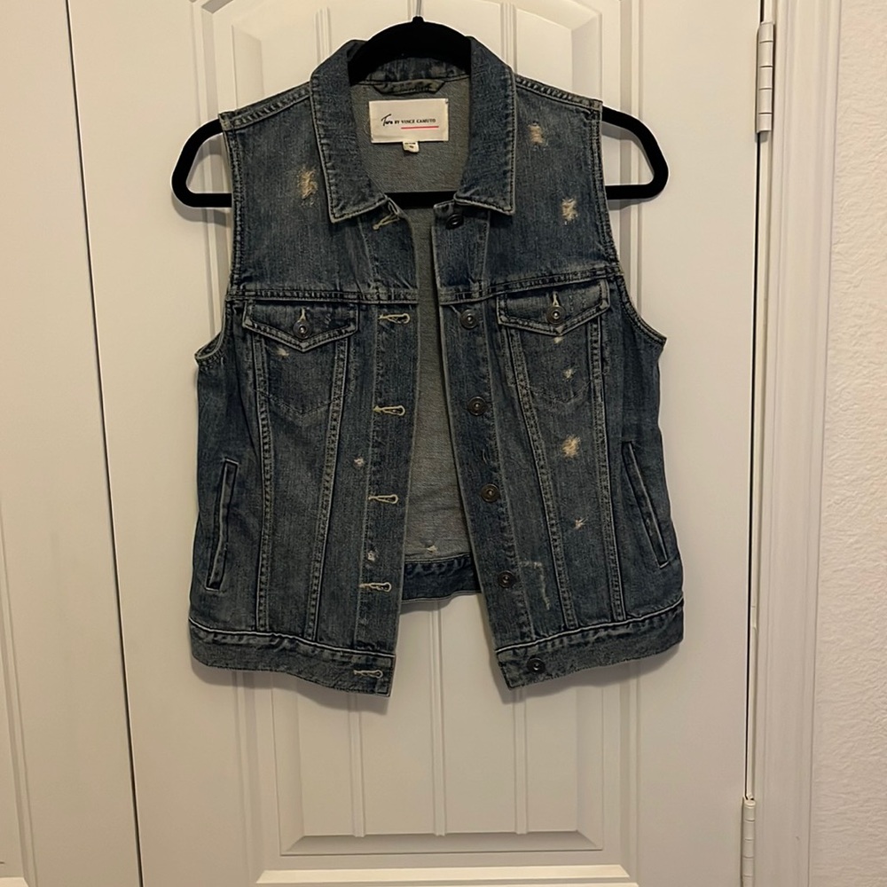 Distressed Denim Vest